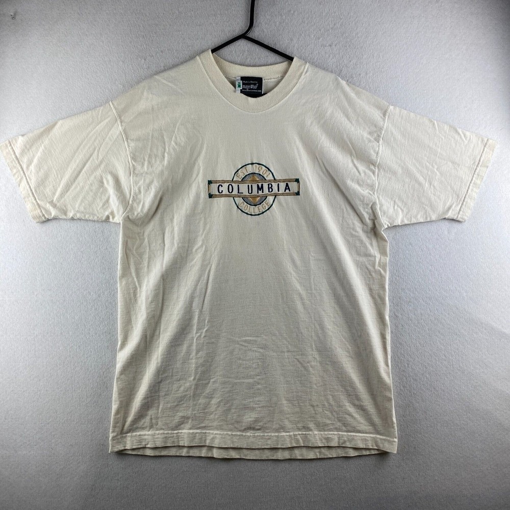 Vintage Columbia College Shirt Mens XL Beige Image Wear Embroidered USA Made